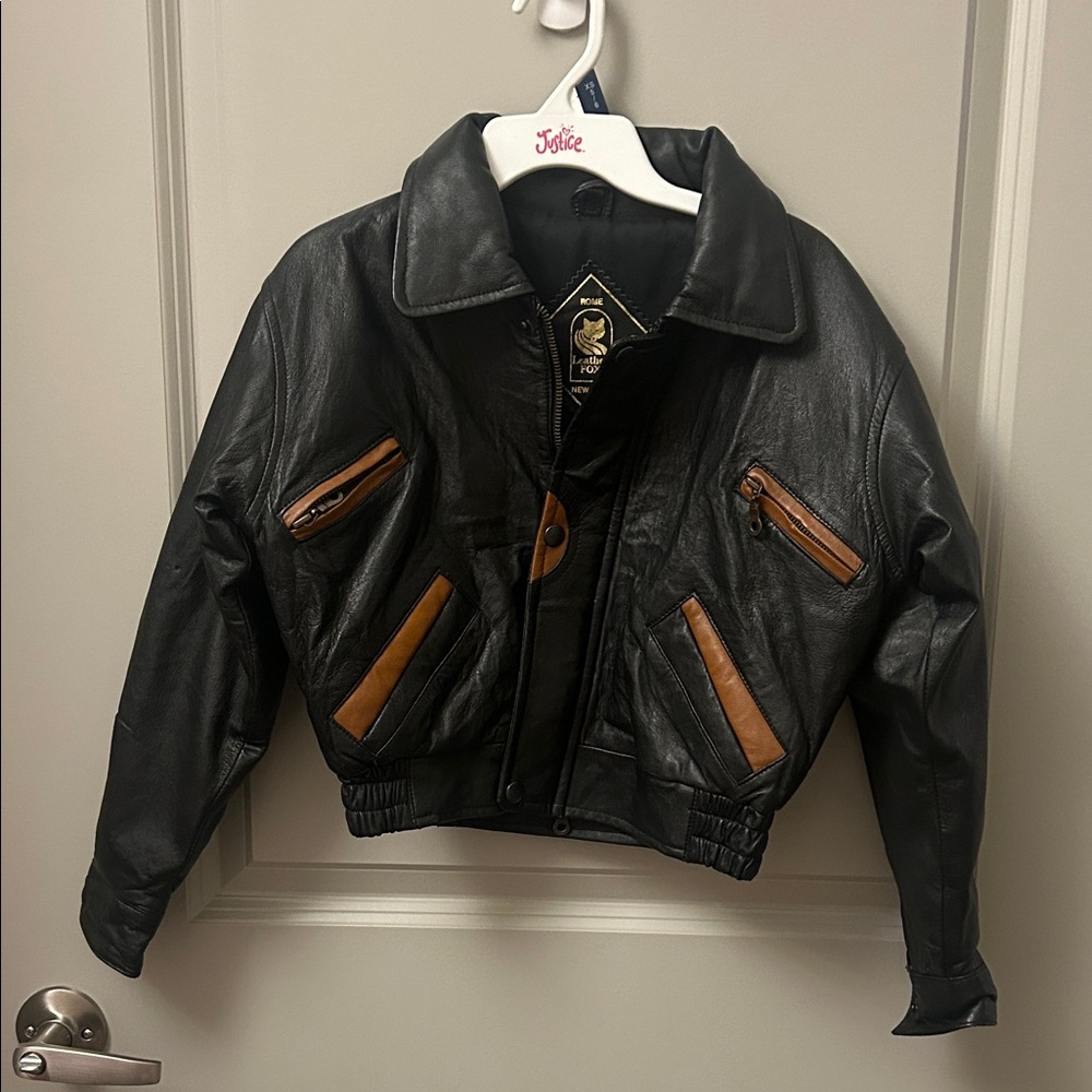 Children's Black and Brown Leather Jacket